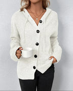 Women's Hooded Knit Cardigan with Button Front