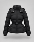 Women's Padded Hooded Puffer Jacket with Belted Waist