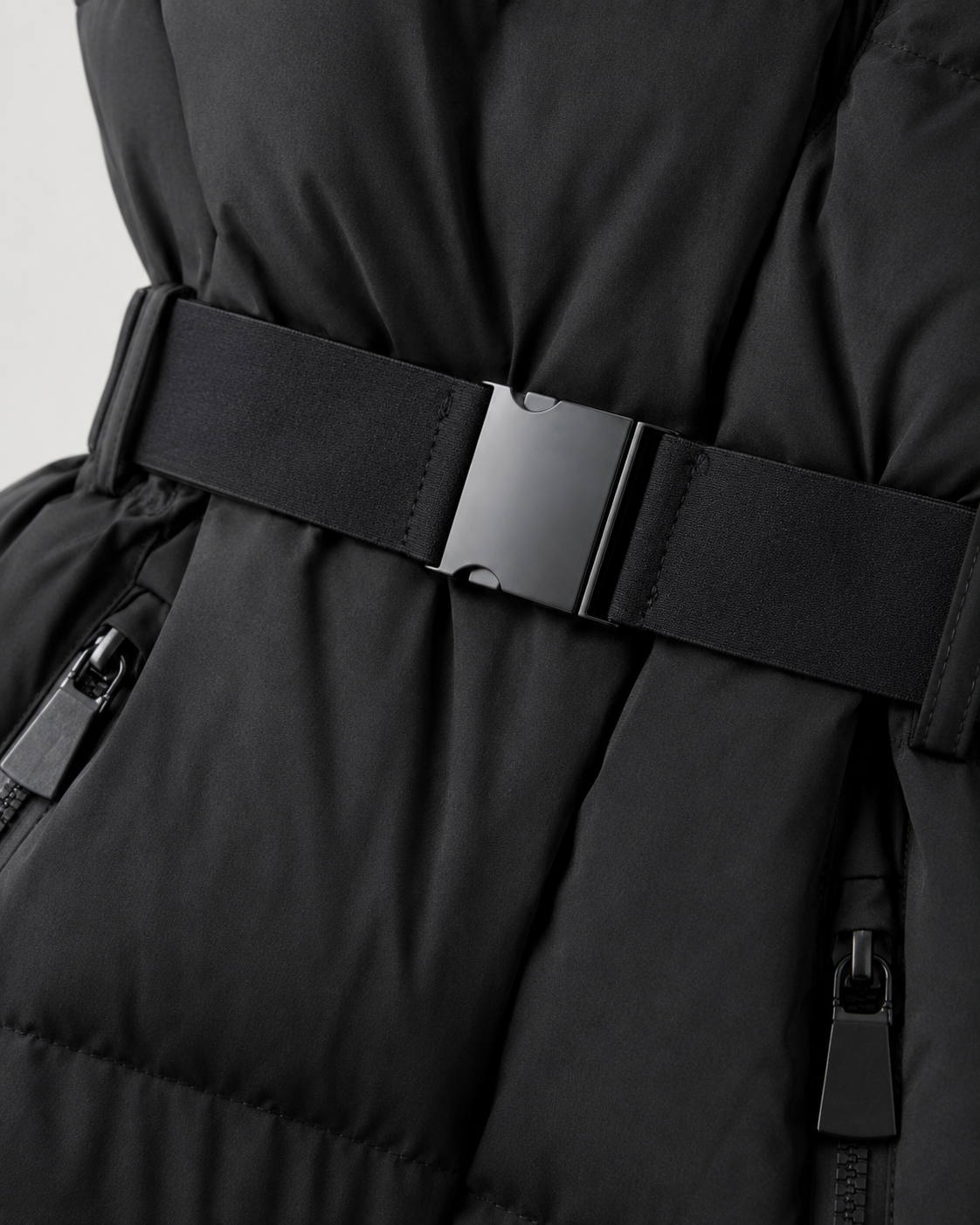 Women's Padded Hooded Puffer Jacket with Belted Waist