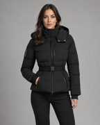 Women's Padded Hooded Puffer Jacket with Belted Waist