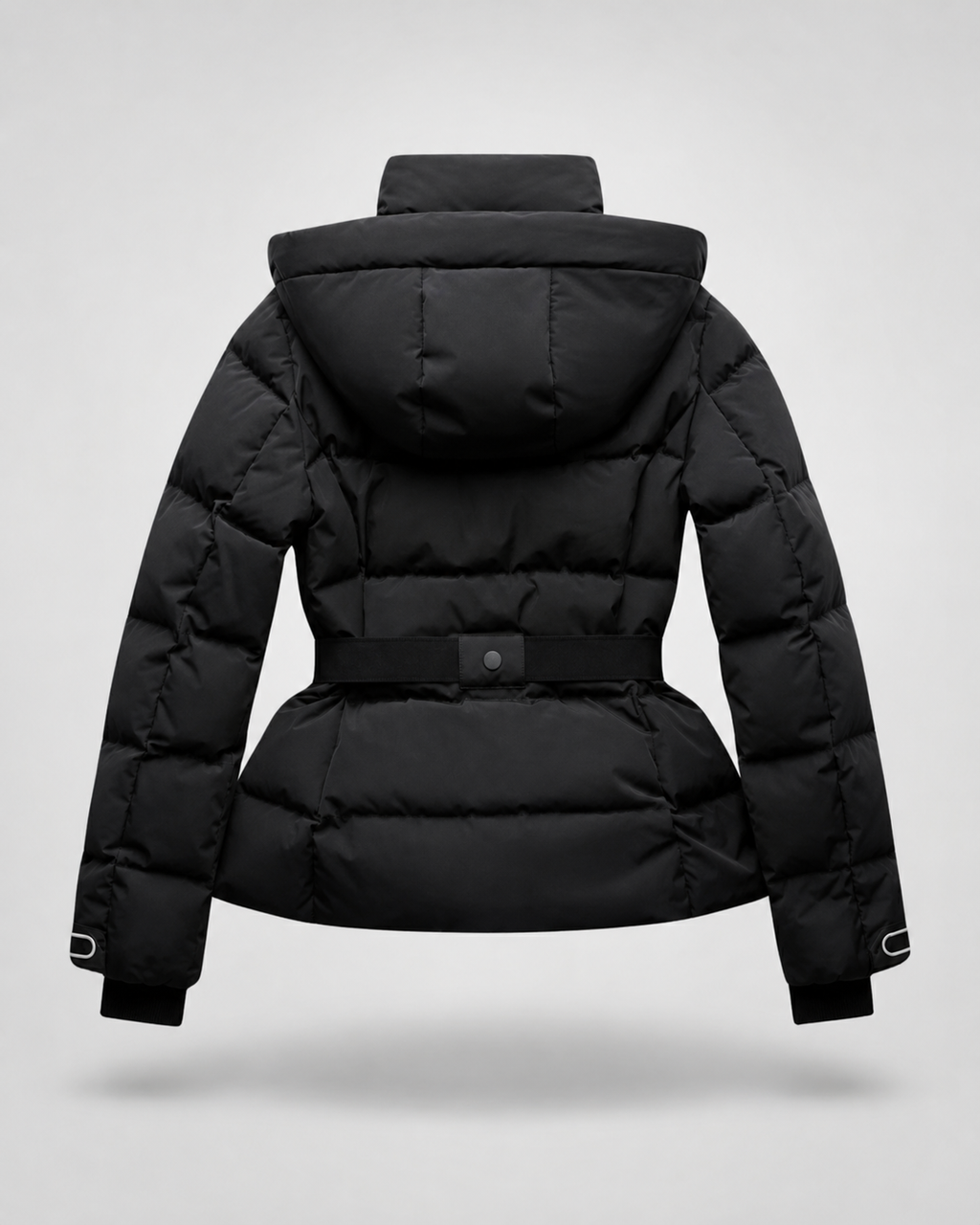 Women's Padded Hooded Puffer Jacket with Belted Waist
