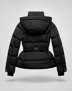 Women's Padded Hooded Puffer Jacket with Belted Waist