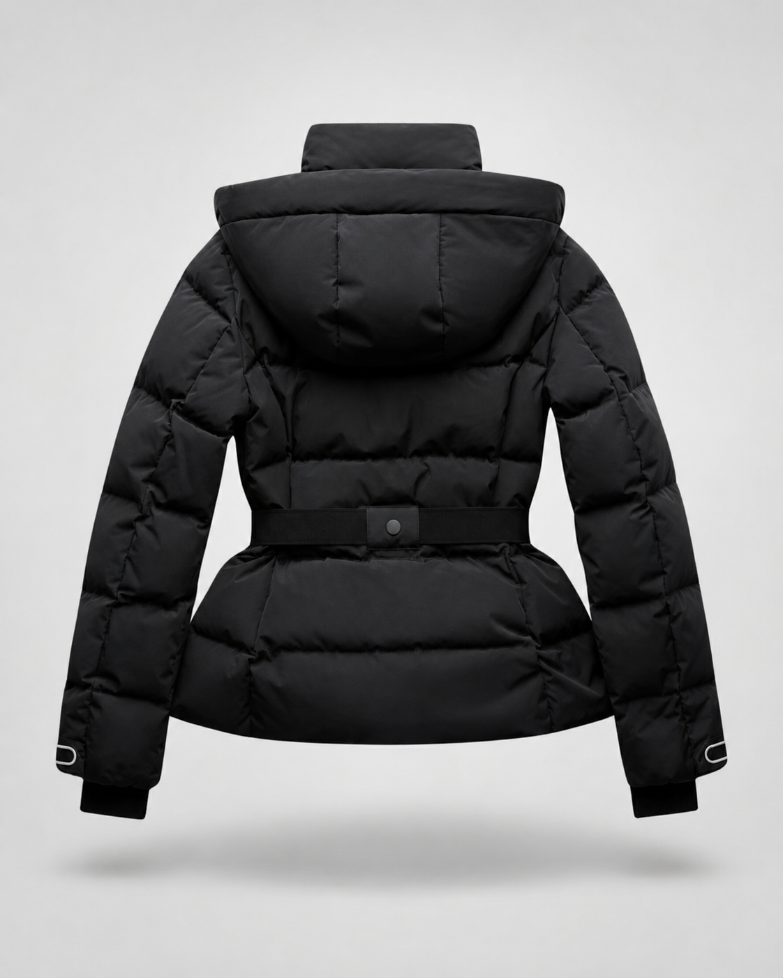 Women's Padded Hooded Puffer Jacket with Belted Waist