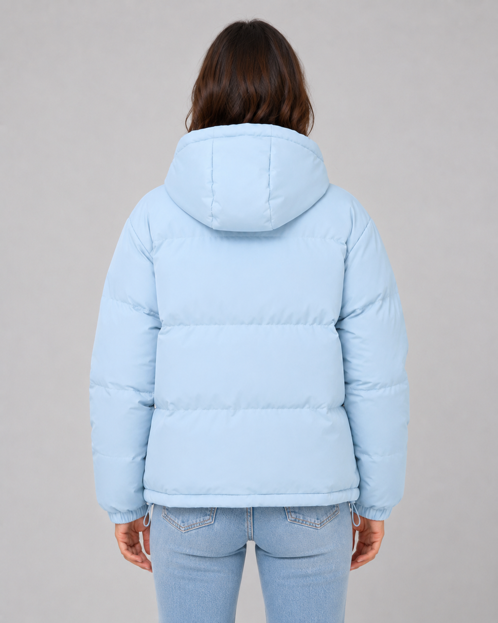 Women's Padded Hooded Puffer Jacket with Zip Front and Pockets