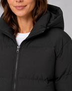 Women's Padded Hooded Puffer Jacket with Zip Front and Pockets
