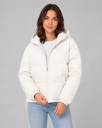 Women's Padded Hooded Puffer Jacket with Zip Front and Pockets