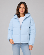 Women's Padded Hooded Puffer Jacket with Zip Front and Pockets