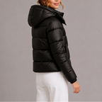 Women's Hooded Puffer Jacket with Zip Front and Pockets