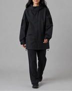 Women's Hooded Longline Rain Coat with Zip Front