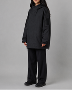 Women's Hooded Longline Rain Coat with Zip Front