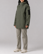 Women's Hooded Longline Rain Coat with Zip Front