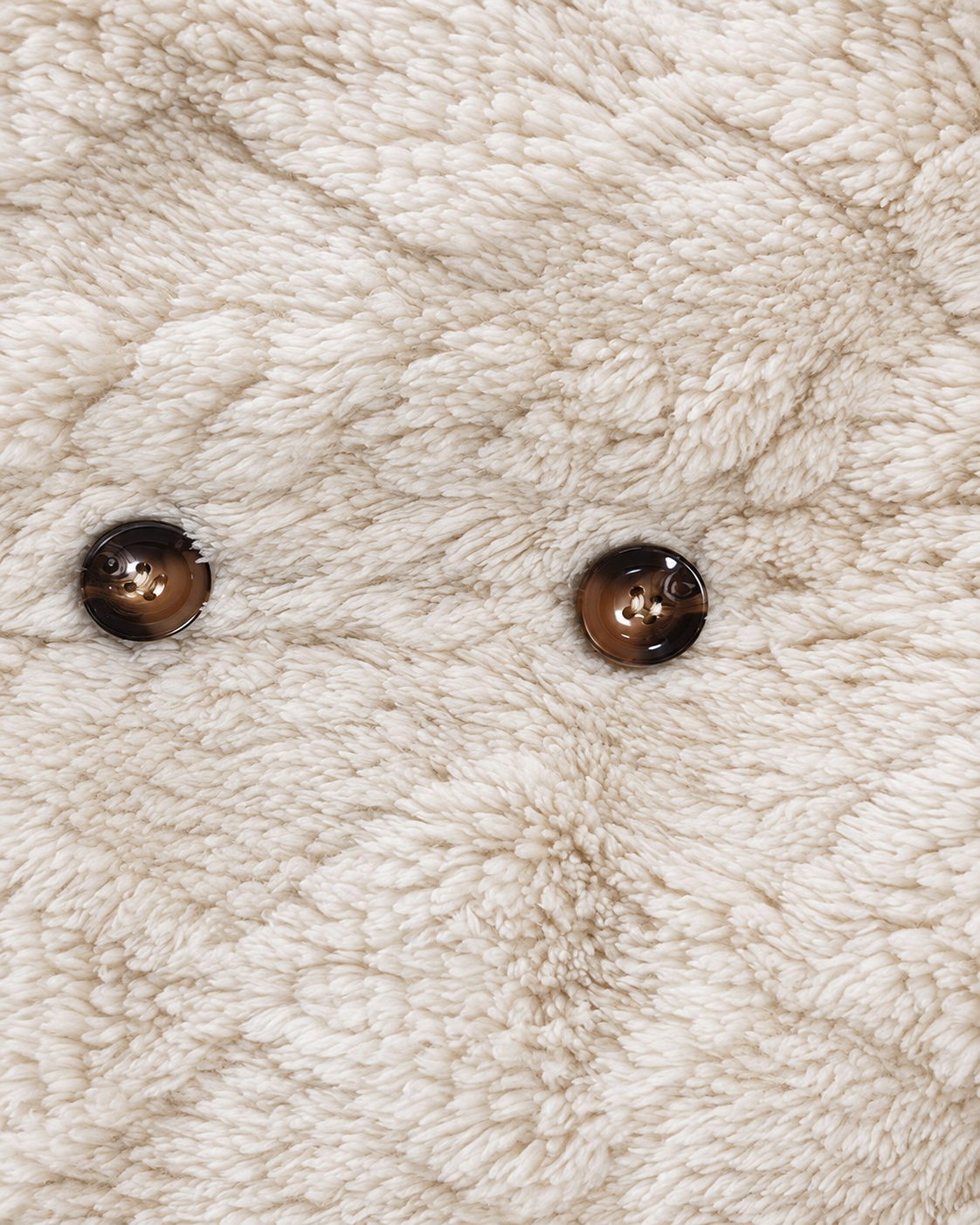 Women's Hooded Teddy Fleece Coat with Cable Knit Texture and Button Front