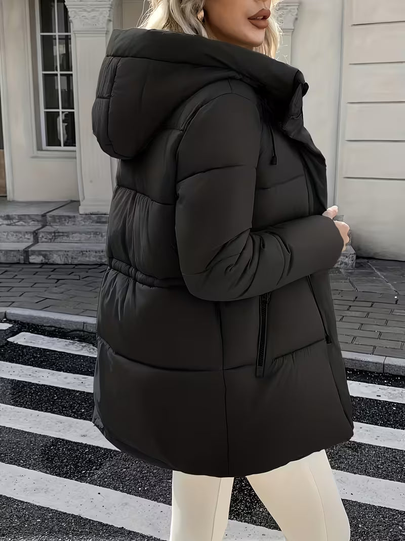 Women's Hooded Utility Jacket with Drawstring Waist and Cargo Pockets