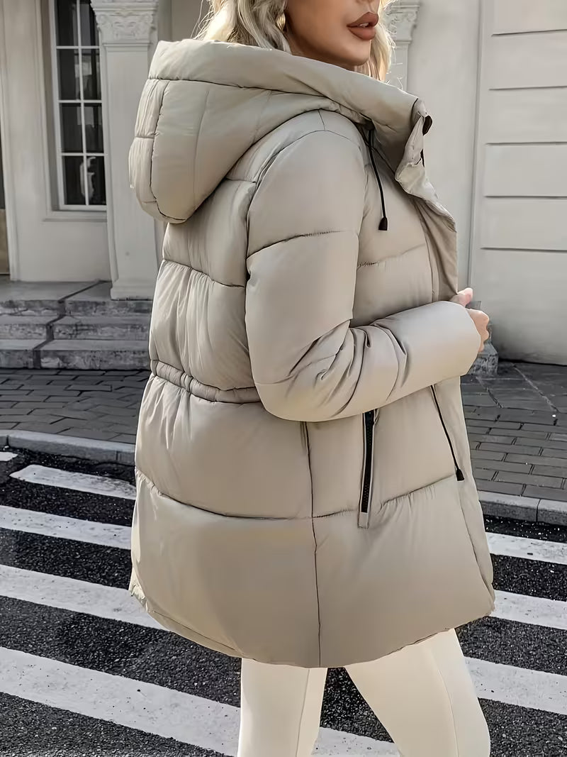 Women's Hooded Utility Jacket with Drawstring Waist and Cargo Pockets