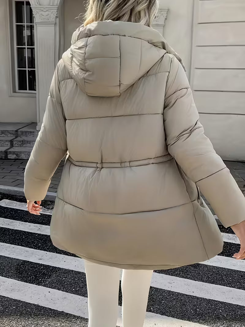 Women's Hooded Utility Jacket with Drawstring Waist and Cargo Pockets
