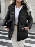 Women's Hooded Utility Jacket with Drawstring Waist and Cargo Pockets