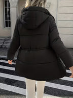 Women's Hooded Utility Jacket with Drawstring Waist and Cargo Pockets