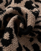 Women's Leopard Print Knitted Cardigan with V-Neck and Button Front in Brown – photo 13