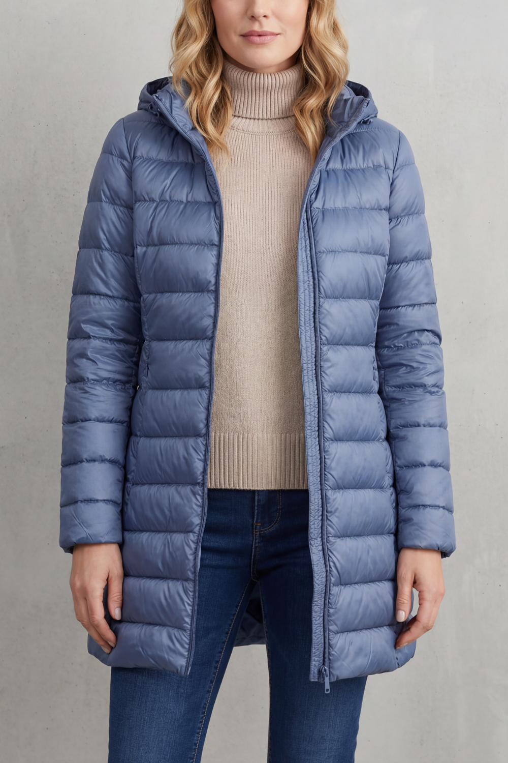 Women's Slim Hooded Puffer Jacket with Elasticated Cuffs