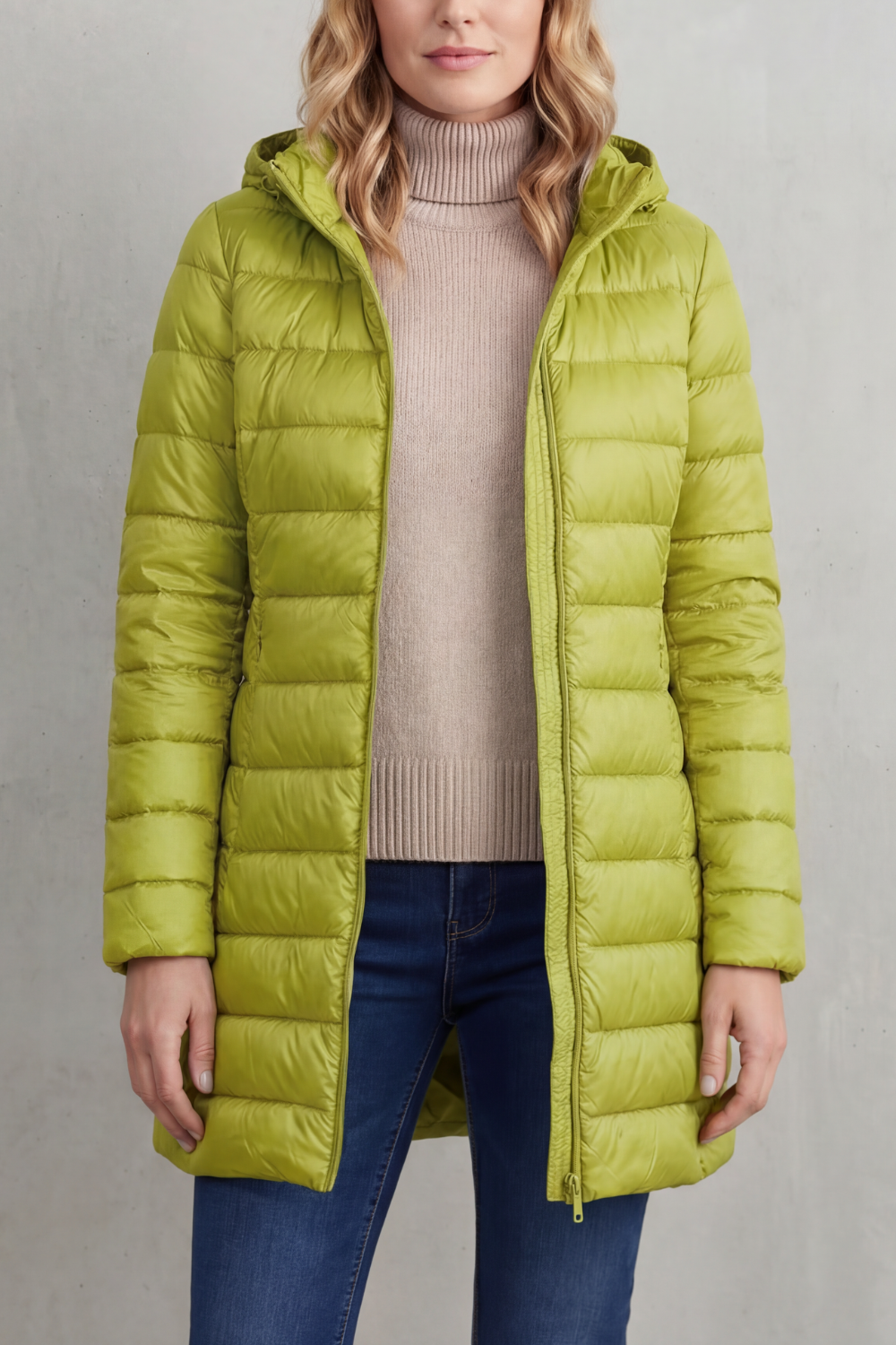 Women's Slim Hooded Puffer Jacket with Elasticated Cuffs