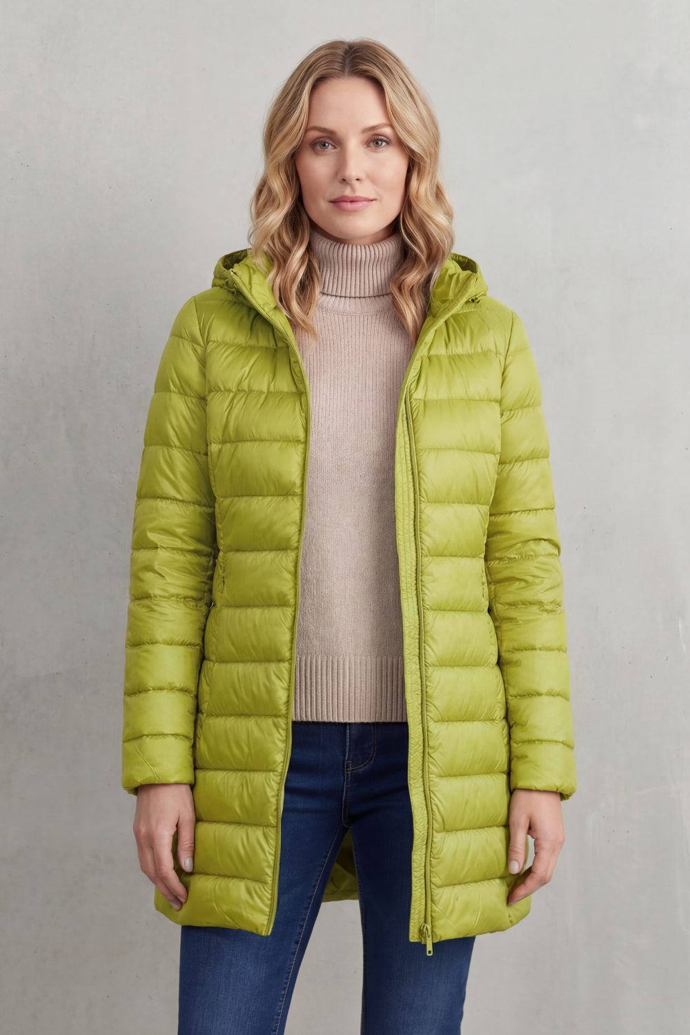Women's Slim Hooded Puffer Jacket with Elasticated Cuffs