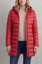 Women's Slim Hooded Puffer Jacket with Elasticated Cuffs