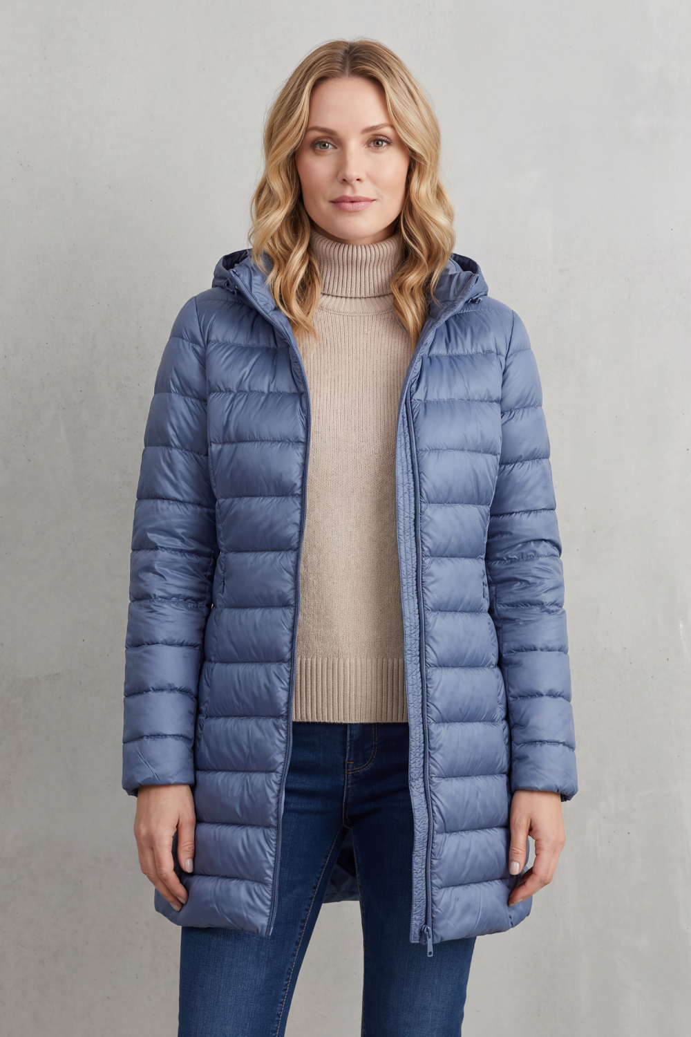 Women's Slim Hooded Puffer Jacket with Elasticated Cuffs
