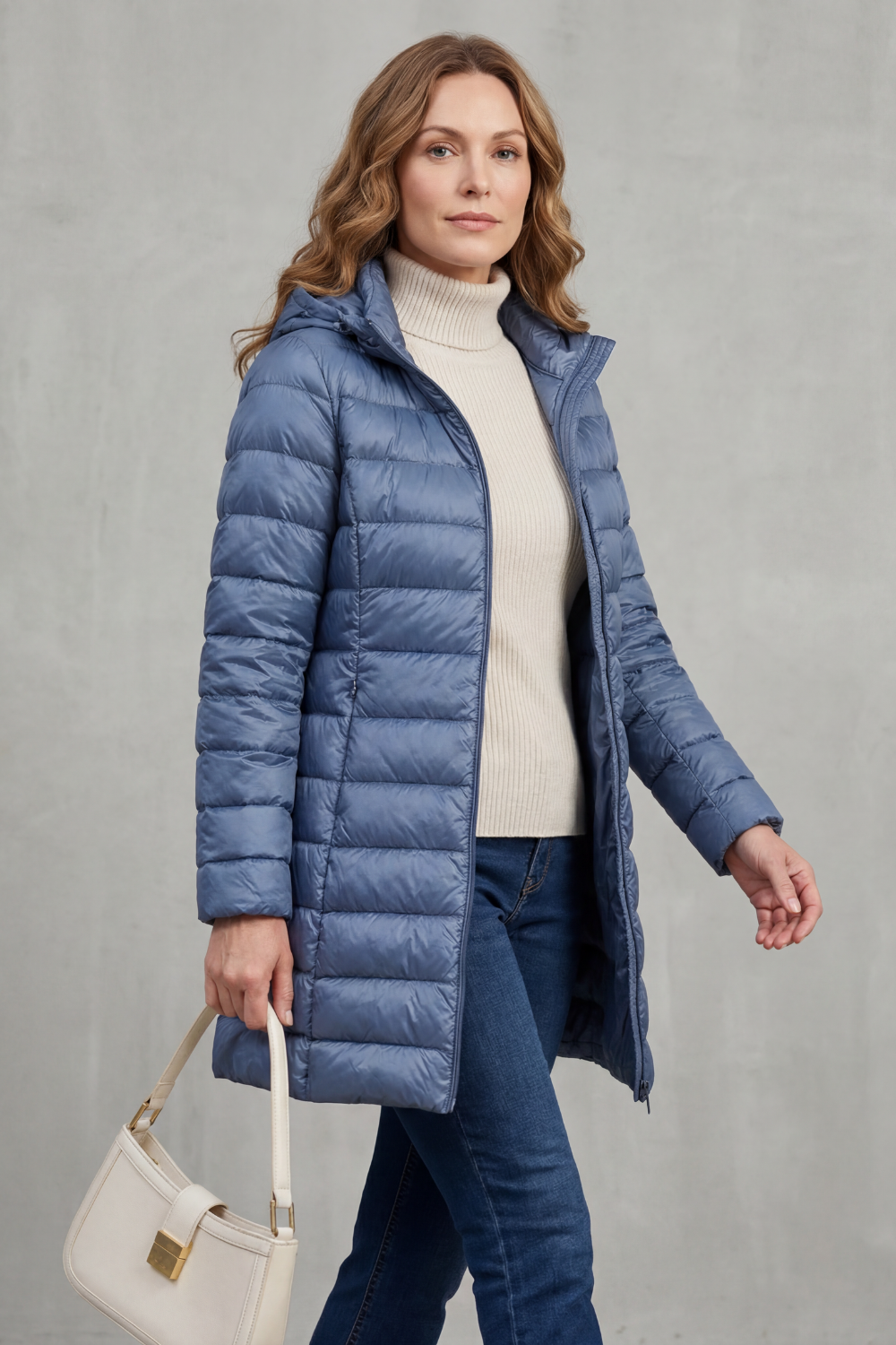 Women's Slim Hooded Puffer Jacket with Elasticated Cuffs