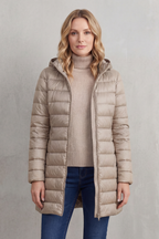 Women's Slim Hooded Puffer Jacket with Elasticated Cuffs