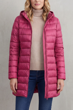 Women's Slim Hooded Puffer Jacket with Elasticated Cuffs