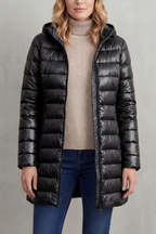 Women's Slim Hooded Puffer Jacket with Elasticated Cuffs