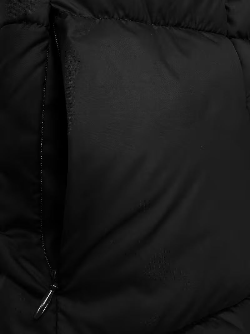 Women's Long Puffer Coat with Hood and Zip Front