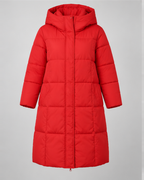 Women's Long Puffer Coat with Hood and Zip Front