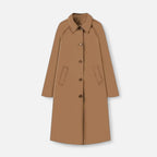 Women's Long Trench Coat with Collar and Single Breasted Front