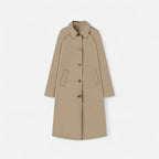 Women's Long Trench Coat with Collar and Single Breasted Front
