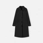 Women's Long Trench Coat with Collar and Single Breasted Front
