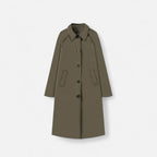 Women's Long Trench Coat with Collar and Single Breasted Front