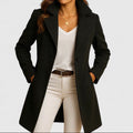Women's Long Wool Look Coat with Double Breasted Front