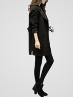 Women's Double-Breasted Long Coat with Lapel Collar
