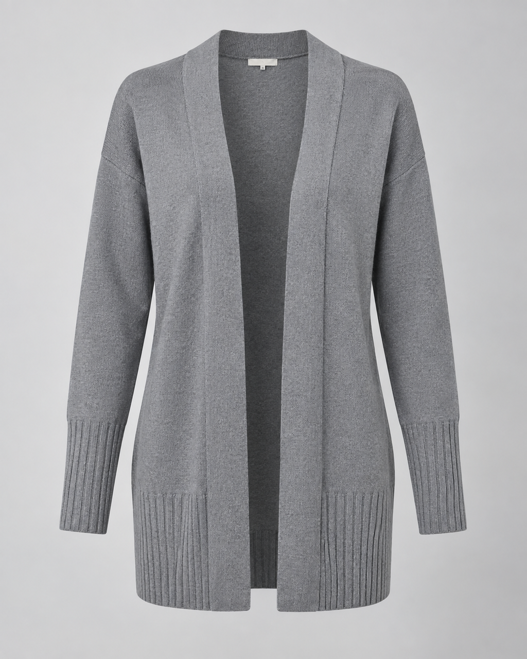 Women's longline draped cardigan in grey - product shot
