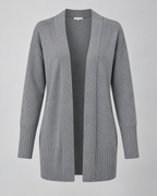 Women's longline draped cardigan in grey - product shot