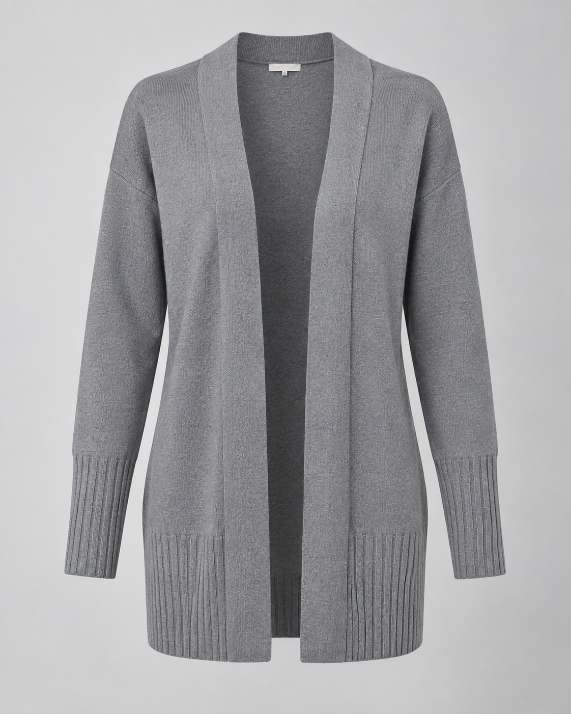 Women's longline draped cardigan in grey - product shot