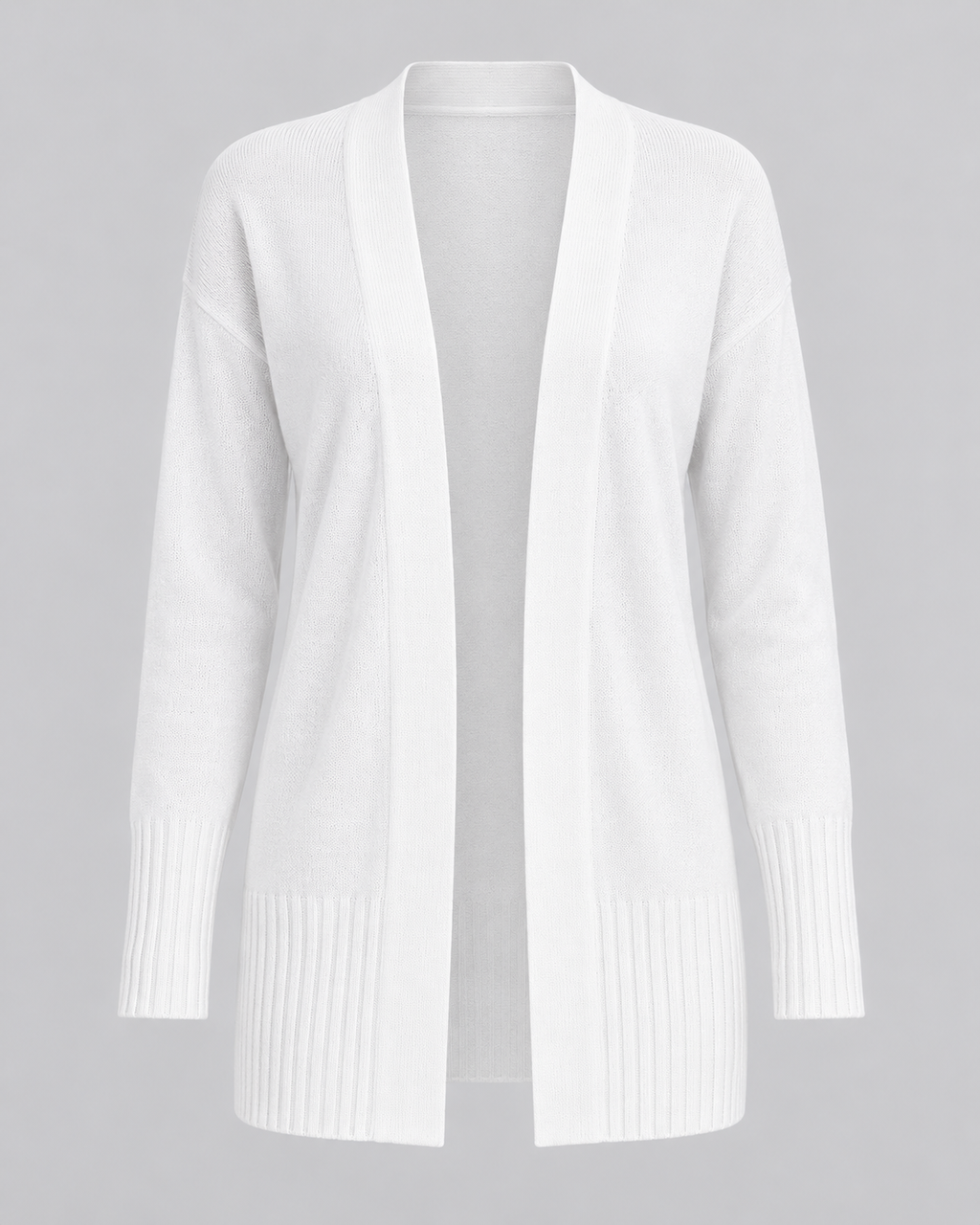 Women's longline draped cardigan in off white - product shot