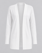 Women's longline draped cardigan in off white - product shot