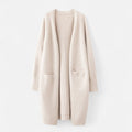 Women's Longline Knit Cardigan with Open Front and Pockets