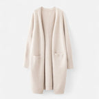 Women's Longline Knit Cardigan with Open Front and Pockets
