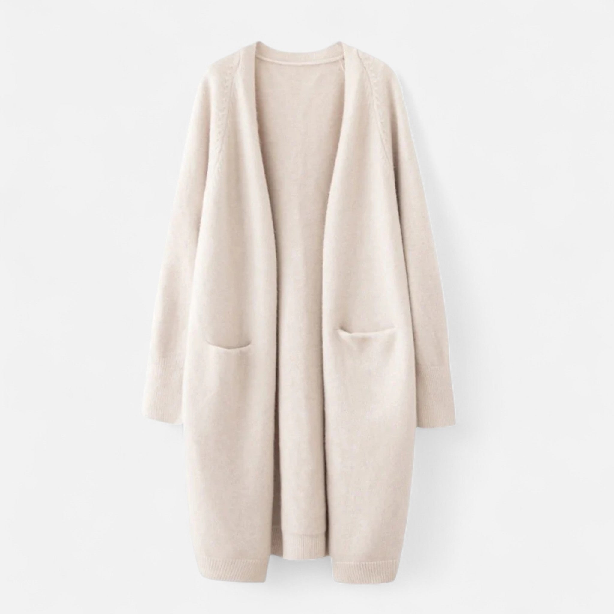 Women's Longline Knit Cardigan with Open Front and Pockets
