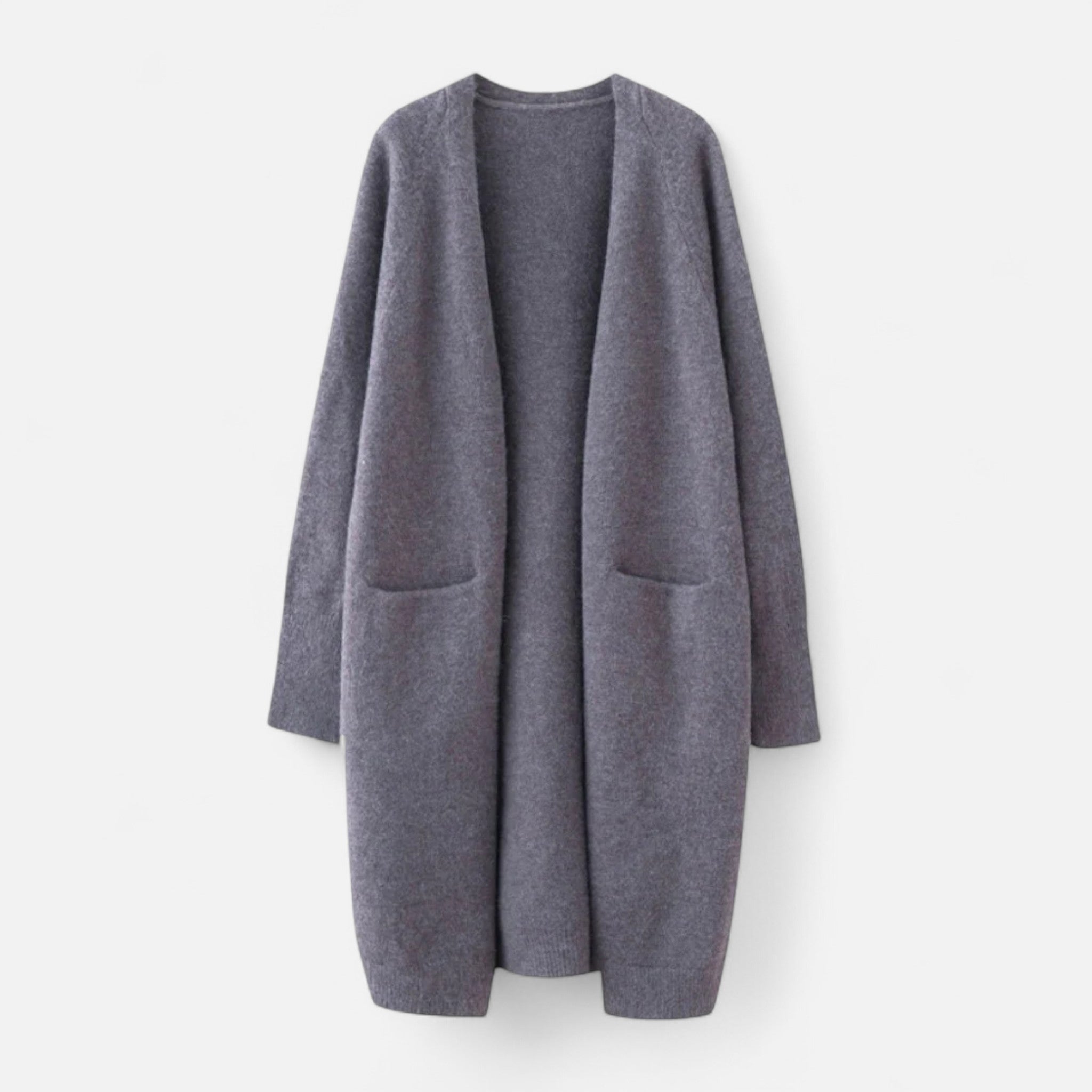 Women's Longline Knit Cardigan with Open Front and Pockets
