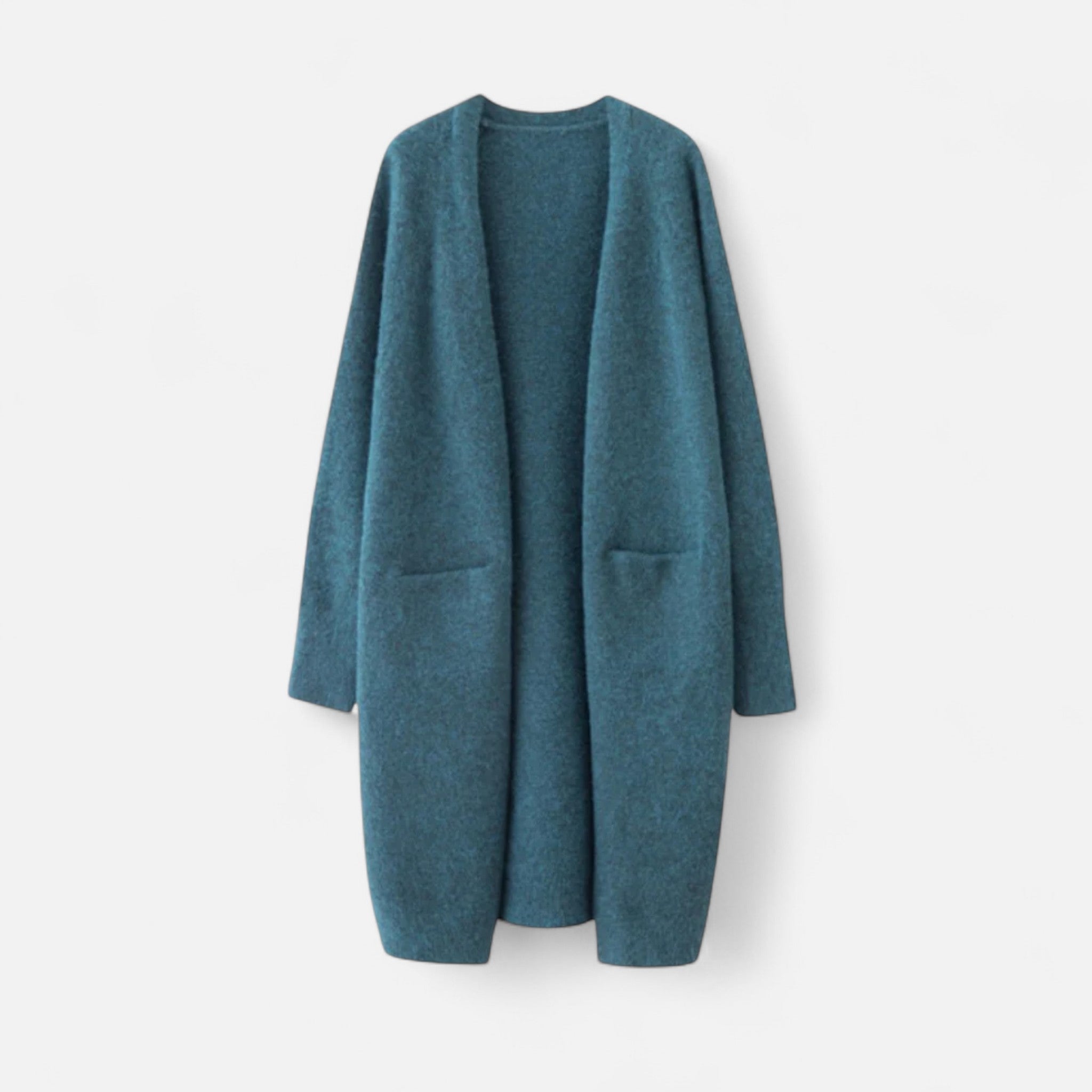 Women's Longline Knit Cardigan with Open Front and Pockets