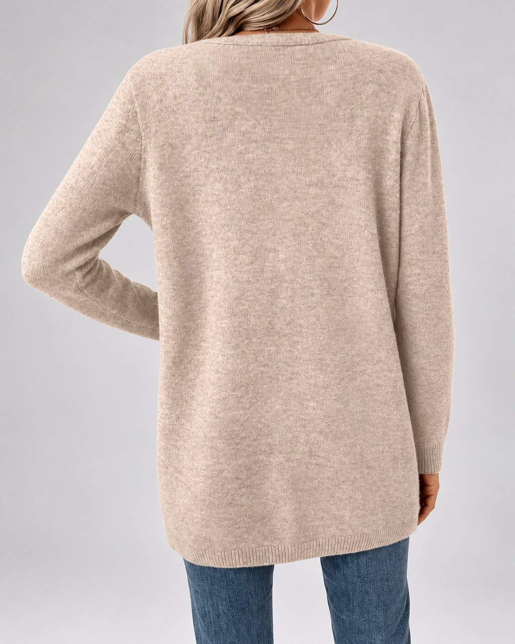 Women's Longline Open Front Cardigan with Patch Pockets
